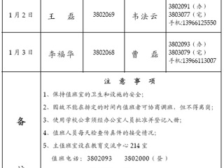乐鱼网页版登录入口（相山校区）学校办公室2015年元旦期间值班表
